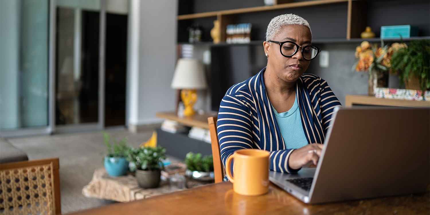 Woman using a laptop