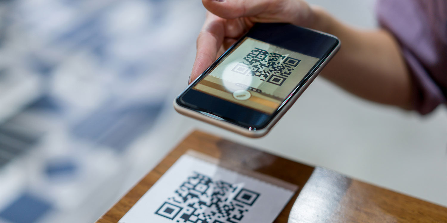 Phone scanning a QR code