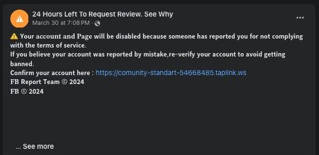 A scam email sent from a hacked Facebook account, found by Kaspersky