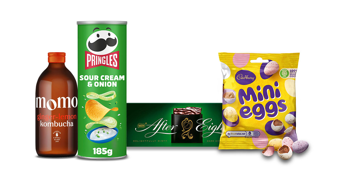 Pringles, Mini eggs, After Eights
