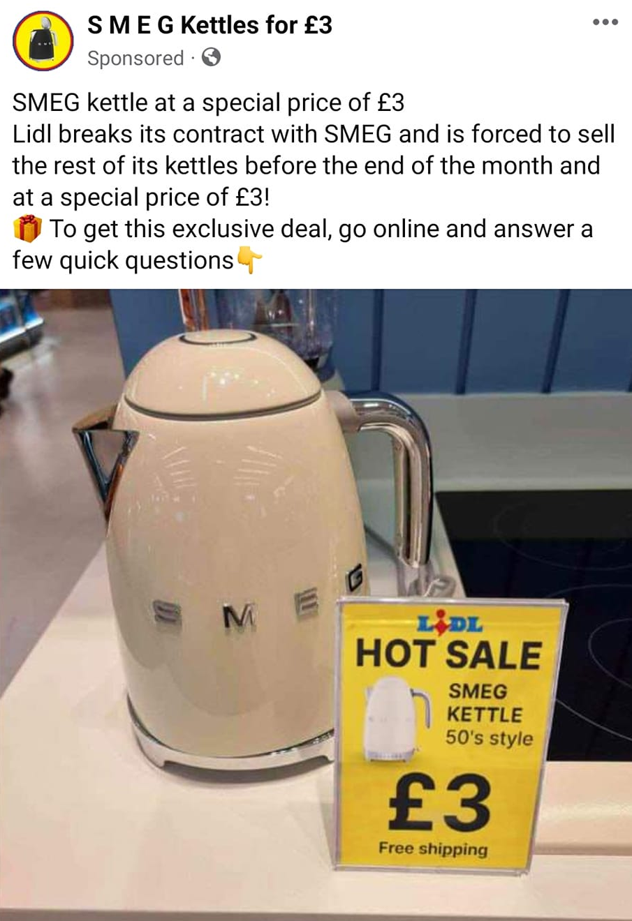 Smeg kettle scam ad