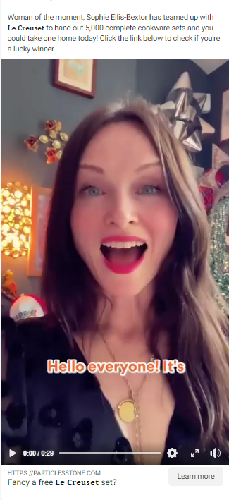 A scam ad impersonating cookware company Le Creuset
