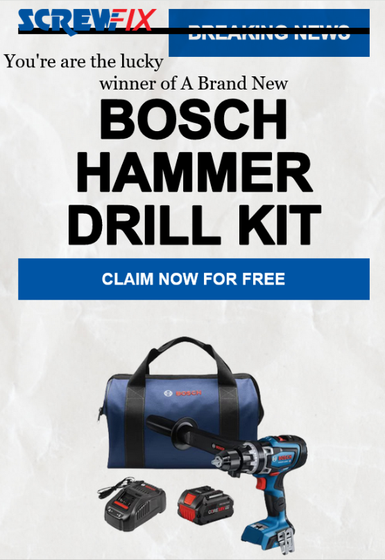 A scam email impersonating Bosch and Screwfix