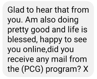 A message sent by a scammer on Facebook